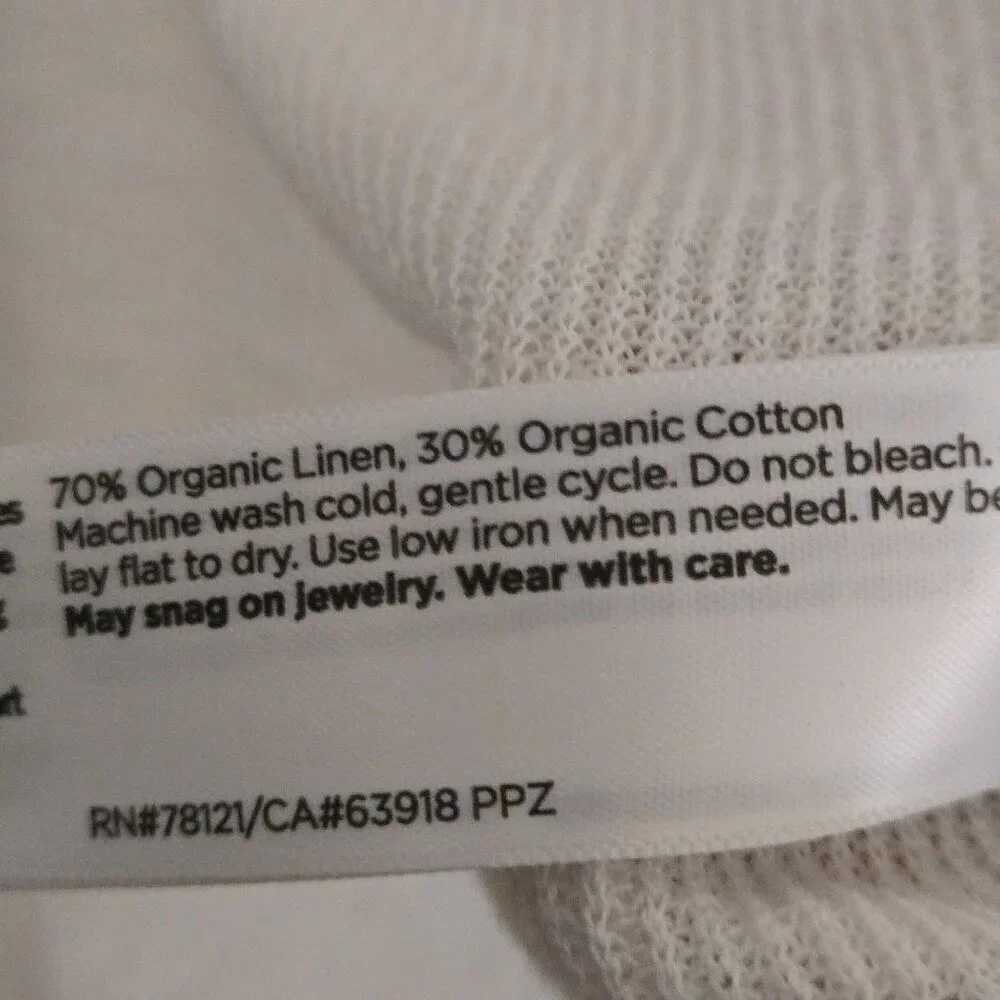 Eileen Fisher High Collar Organic Linen Cotton Open Cardigan Sweater Size XL
